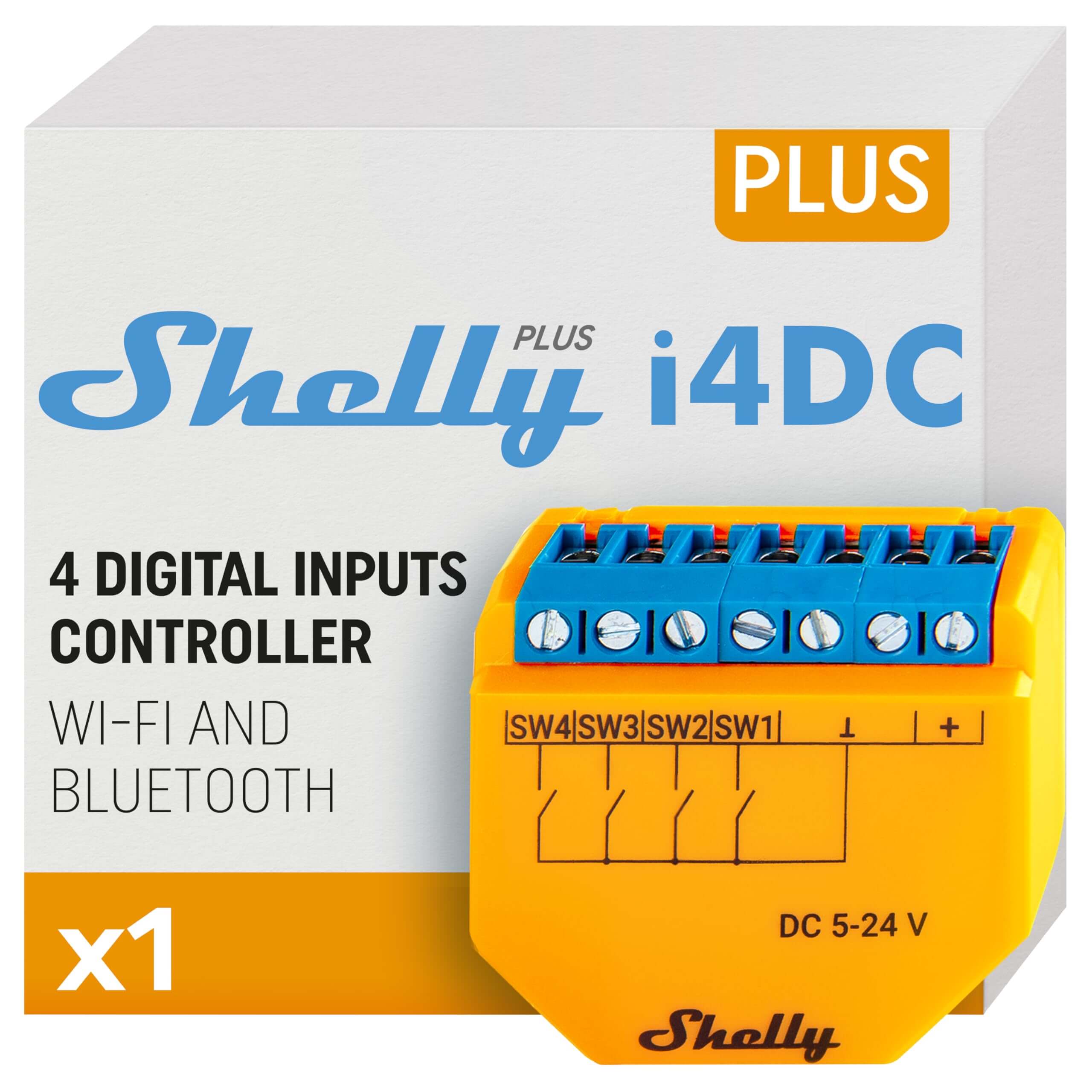 Shelly Plus i4 DC, Controller Wi-Fi a 4 Ingressi Digitali