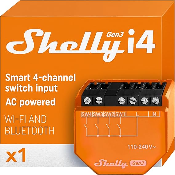 Shelly i4 Gen3 Controller Wi-Fi a 4 Ingressi Digitali
